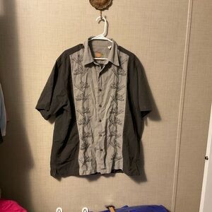 Caribbean Black and Gray Casual Button Down Shirt